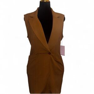 Sleeveless Brown Blazer Dress